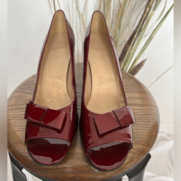 Stuart Weitzman Burgundy Peep-Toe Heels size 10 - Picture 4 of 9